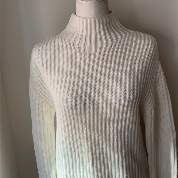 Gap off-white ribbed cotton mock neck sweater - Picture 2 of 10